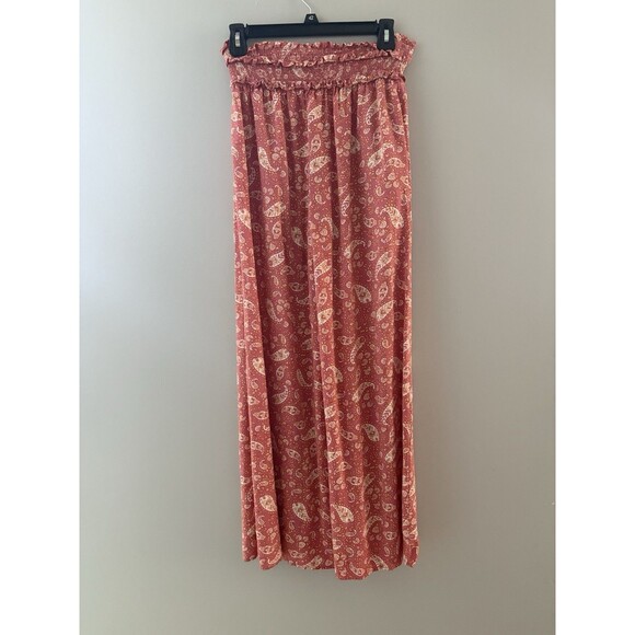 Patrons of Peace Avila Pants Size M Coral Paisley Palazzo Wide Leg Pockets - Picture 4 of 15